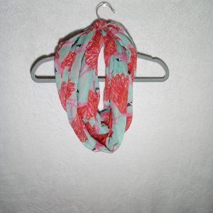 🌕Fun Fluffy Flamingos Tropical Teal Pink Lightweight Polyester Infinity Scarf